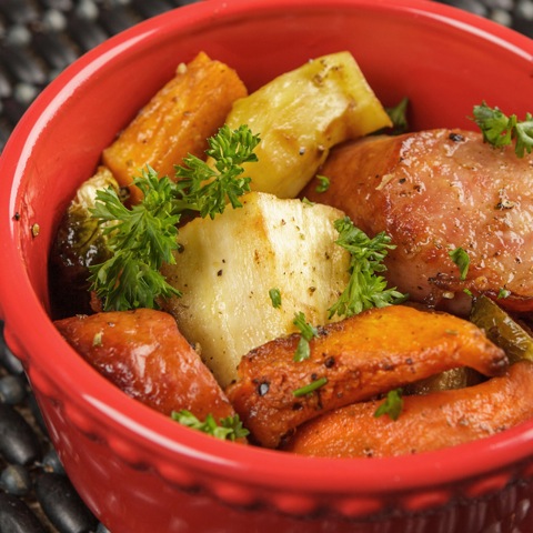 Roasted Winter Veggies with Smoked Sausage